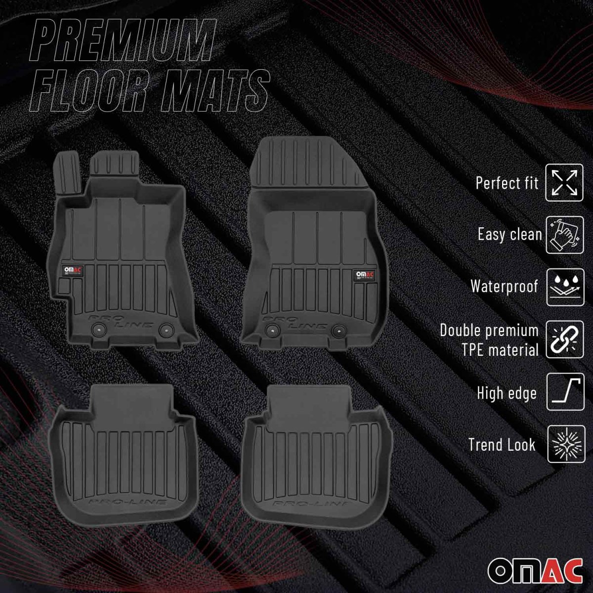 Subaru Legacy Floor Mat - Omac - Proline Premium TPE - Black - '10-'14